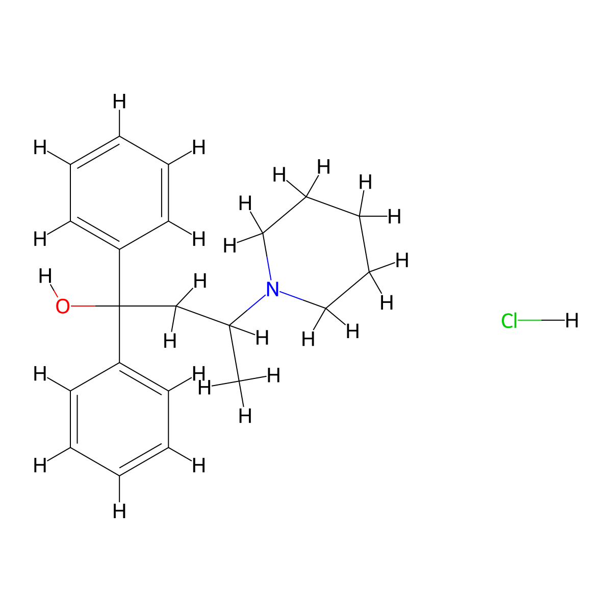 Diphenylpiperidinobutanol Hydrochloride molecular structure, CAS 55701-20-7