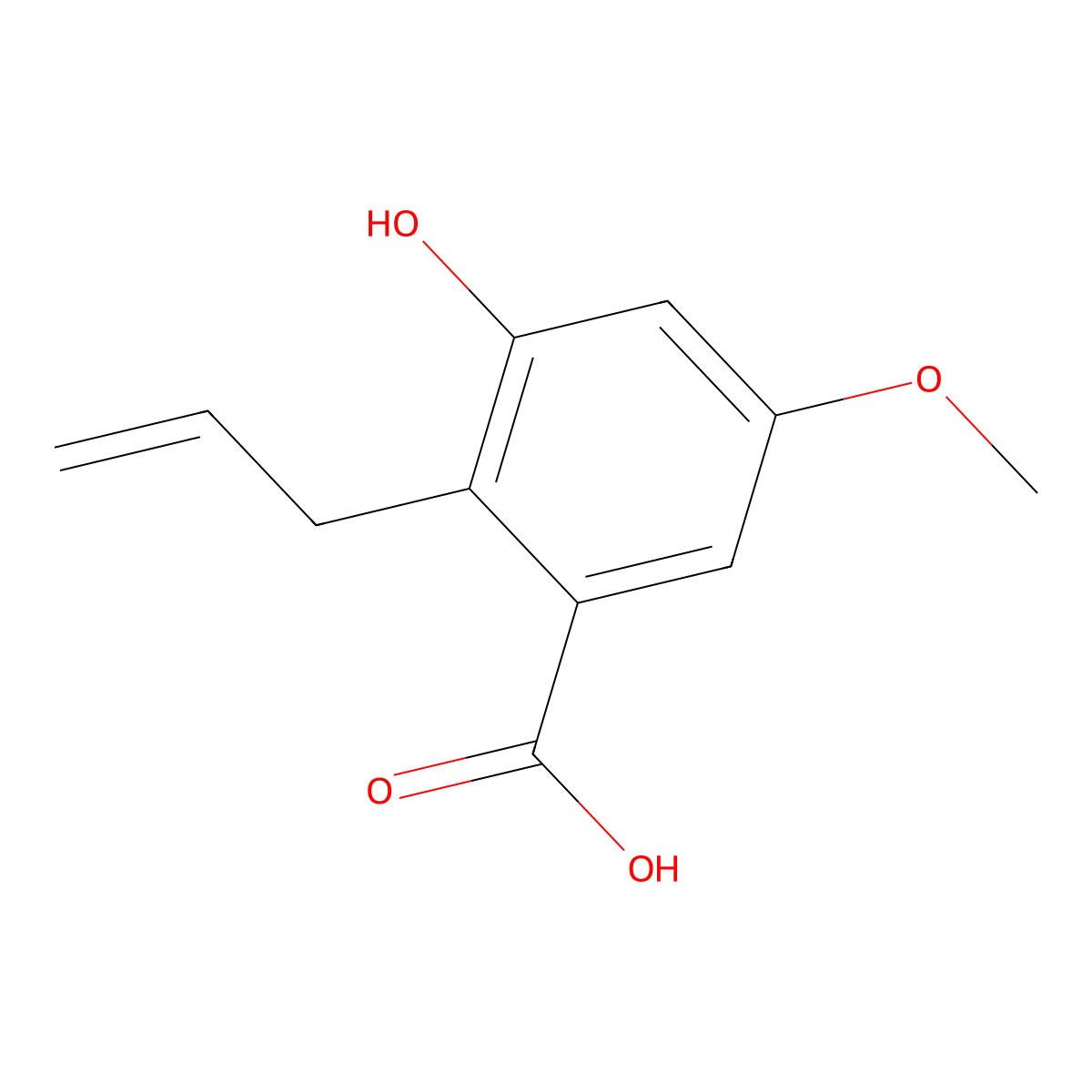 2-Allyl-3-hydroxy-5-methoxybenzoic acid molecular structure, CAS 55703-72-5