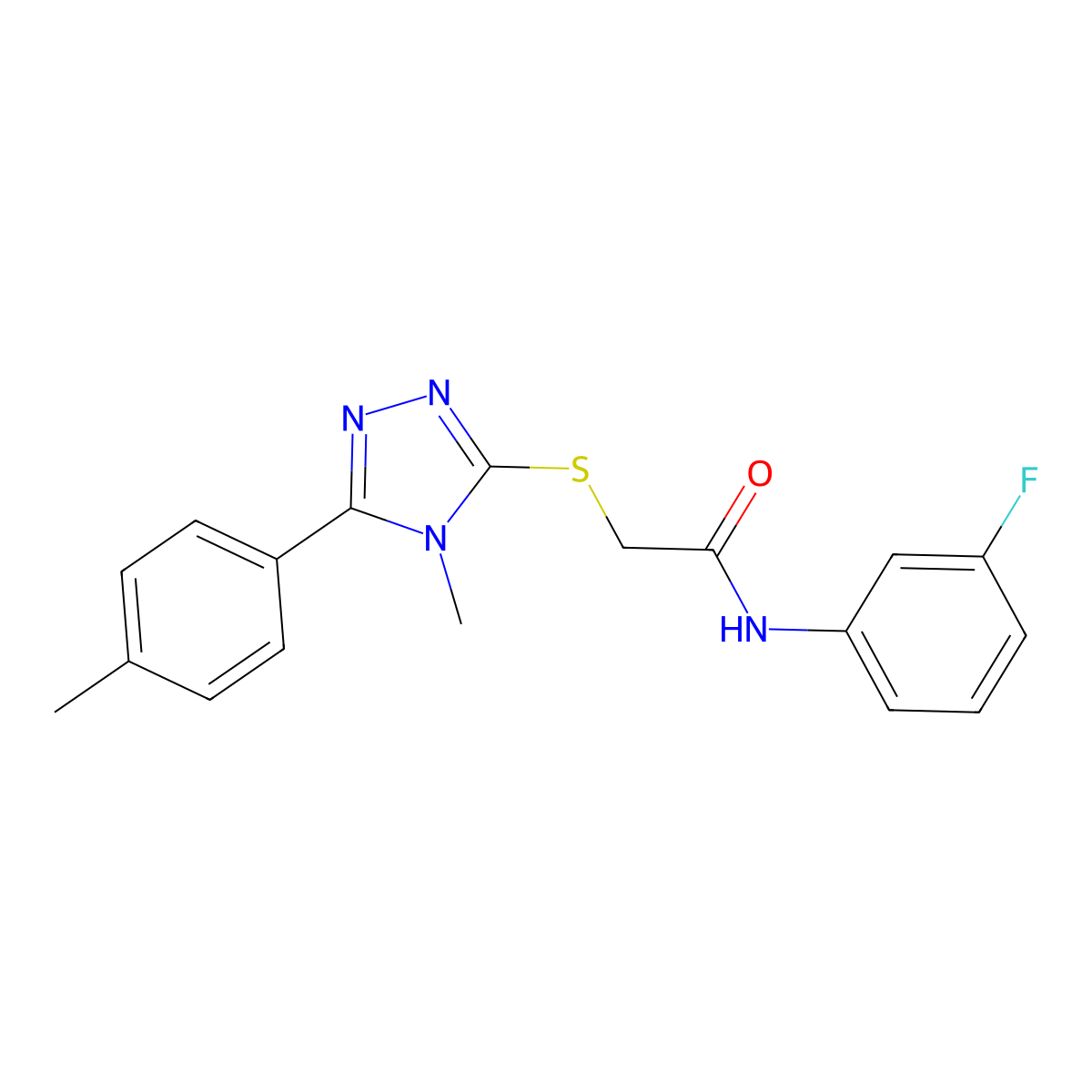 N-(3-fluorophenyl)-2-[[4-methyl-5-(4-methylphenyl)-1,2,4-triazol-3-yl]sulfanyl]acetamide molecular structure, CAS 557058-88-5
