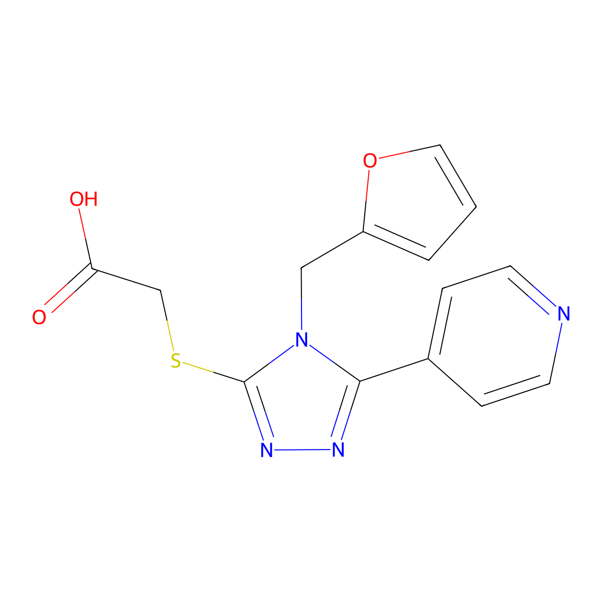 2-{[4-(furan-2-ylmethyl)-5-(pyridin-4-yl)-4H-1,2,4-triazol-3-yl]sulfanyl}acetic acid molecular structure, CAS 557062-86-9