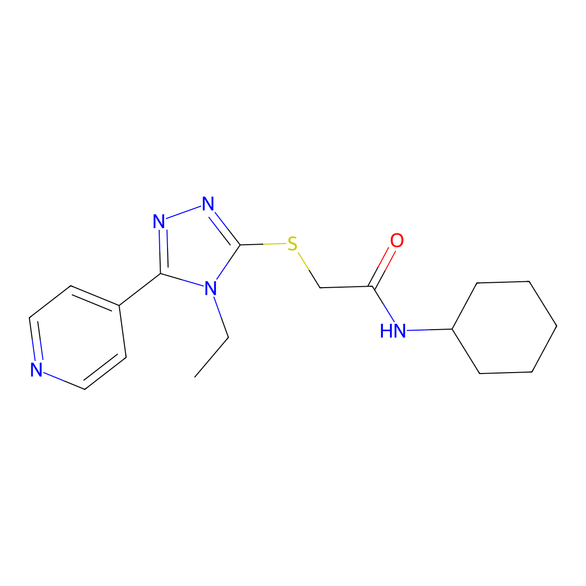 N-cyclohexyl-2-[(4-ethyl-5-pyridin-4-yl-1,2,4-triazol-3-yl)sulfanyl]acetamide molecular structure, CAS 557063-34-0