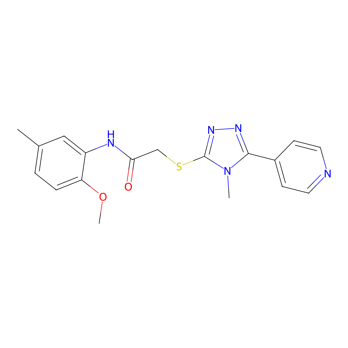 N-(2-methoxy-5-methylphenyl)-2-{[4-methyl-5-(pyridin-4-yl)-4H-1,2,4-triazol-3-yl]sulfanyl}acetamide molecular structure, CAS 557063-67-9