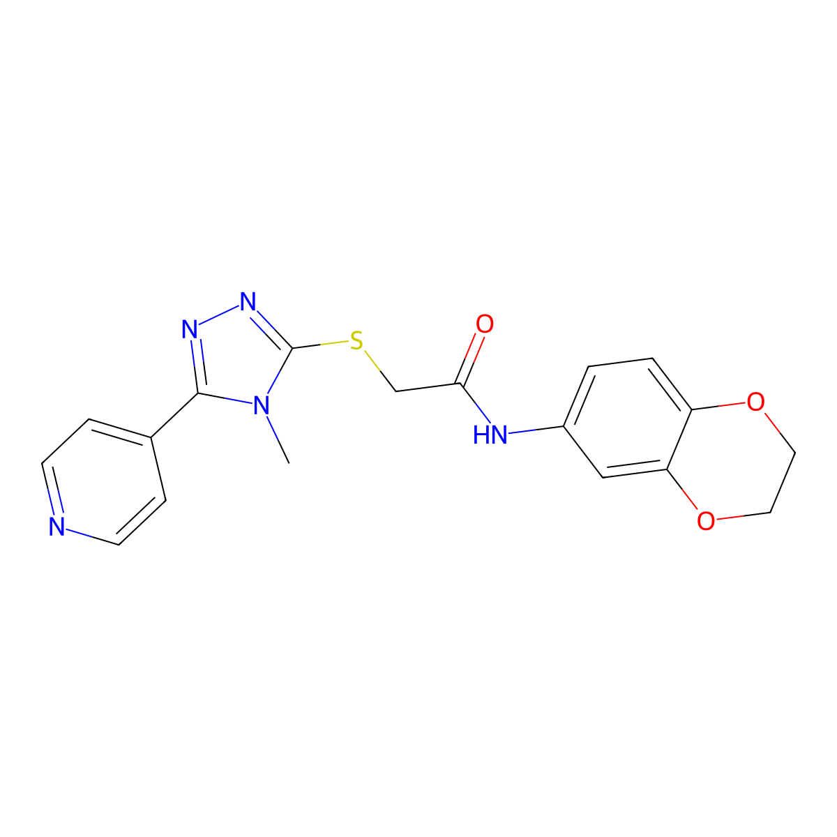 N-(2,3-dihydro-1,4-benzodioxin-6-yl)-2-{[4-methyl-5-(pyridin-4-yl)-4H-1,2,4-triazol-3-yl]sulfanyl}acetamide molecular structure, CAS 557063-70-4