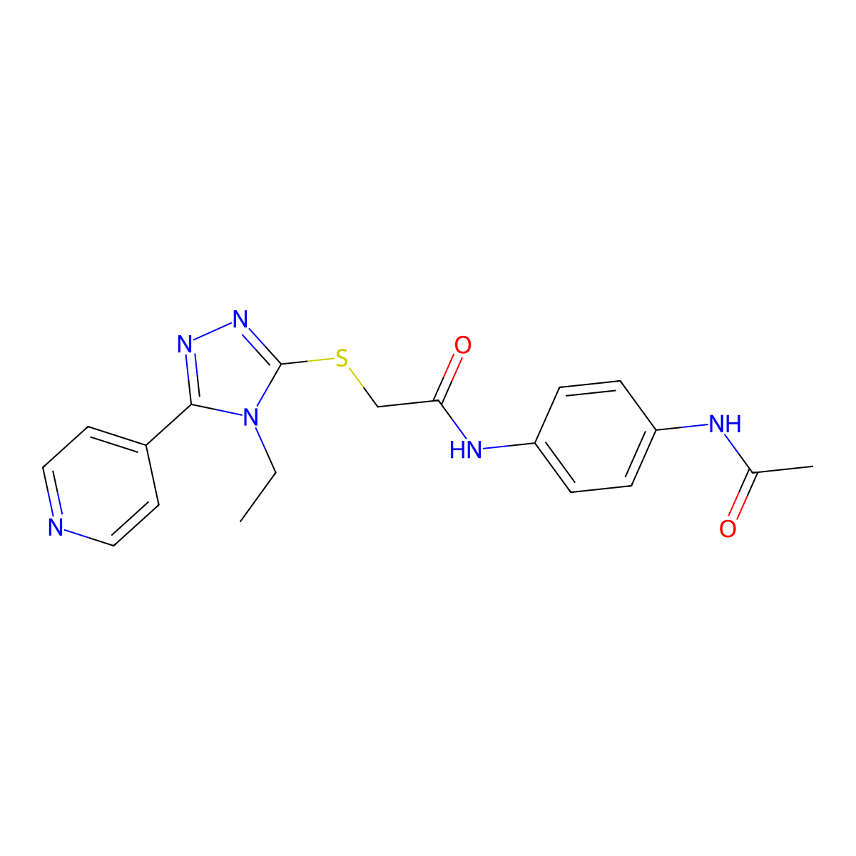 N(4-(Acetylamino)PH)2-((4-ET-5-(4-pyridinyl)4H-1,2,4-triazol-3-YL)thio)acetamide molecular structure, CAS 557063-74-8