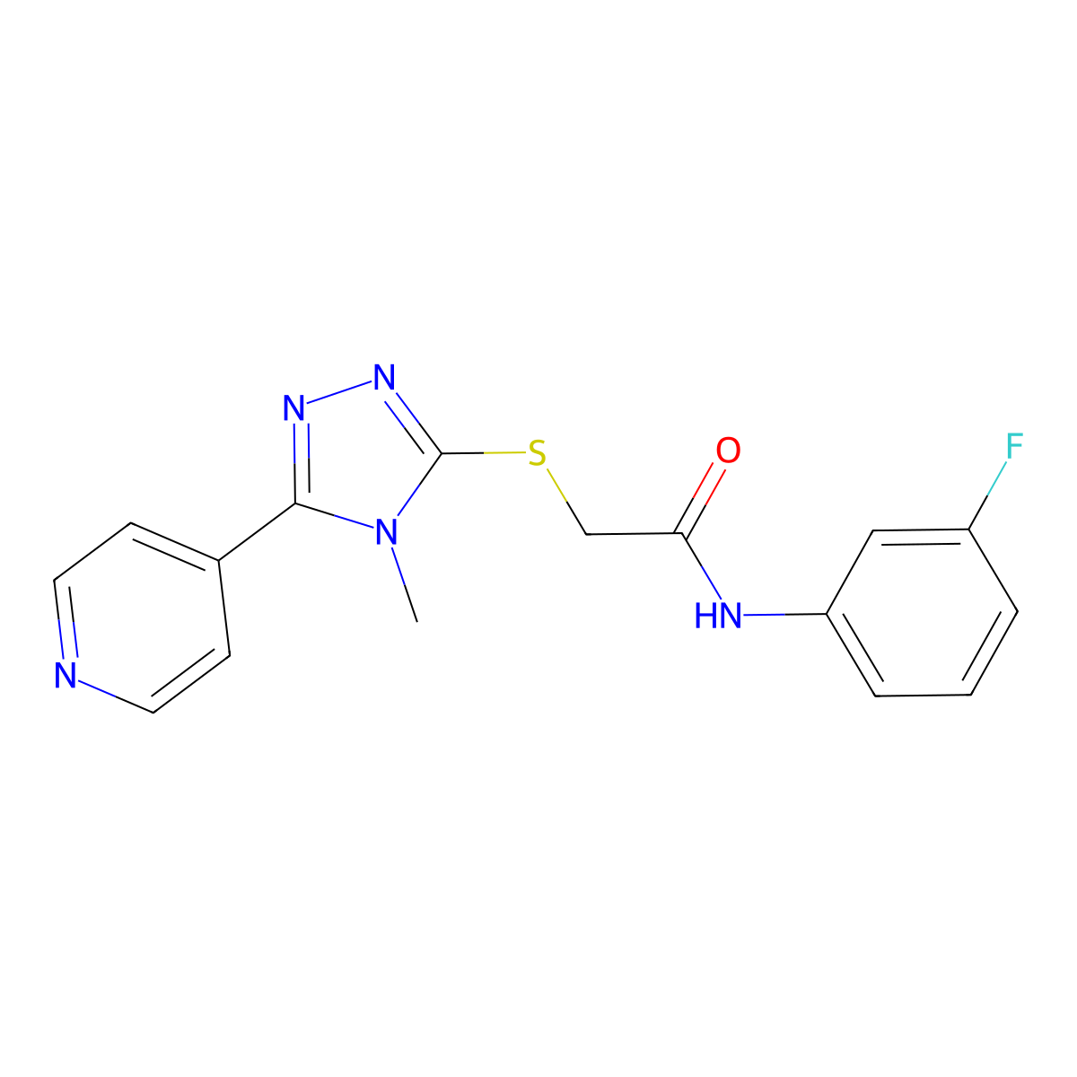 N-(3-fluorophenyl)-2-{[4-methyl-5-(pyridin-4-yl)-4H-1,2,4-triazol-3-yl]sulfanyl}acetamide molecular structure, CAS 557063-75-9