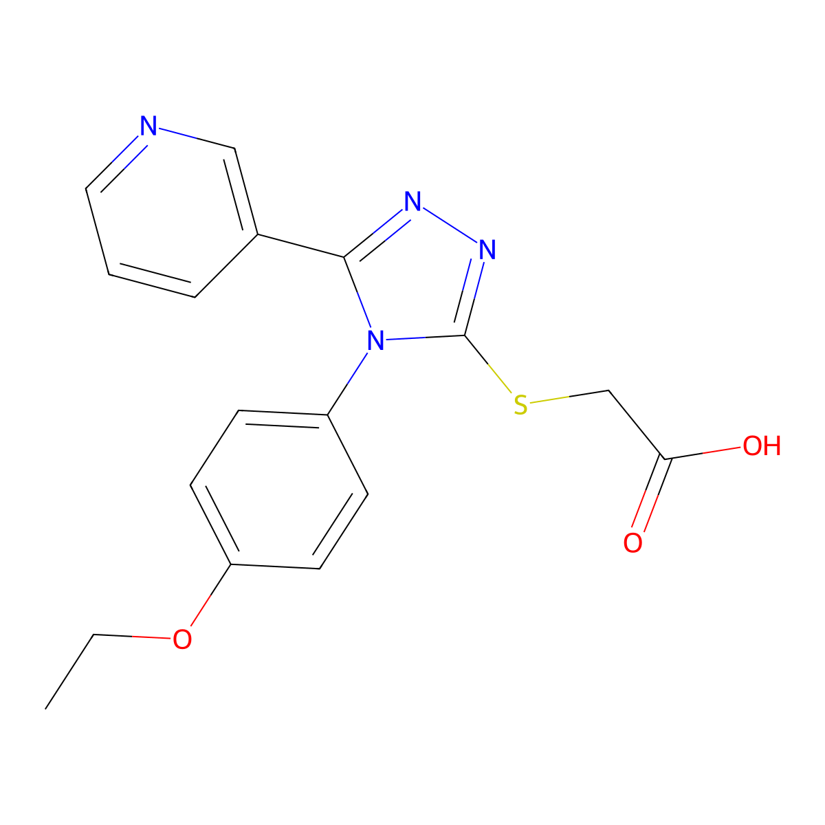 2-((4-(4-ethoxyphenyl)-5-(pyridin-3-yl)-4H-1,2,4-triazol-3-yl)sulfanyl)acetic acid molecular structure, CAS 557064-00-3