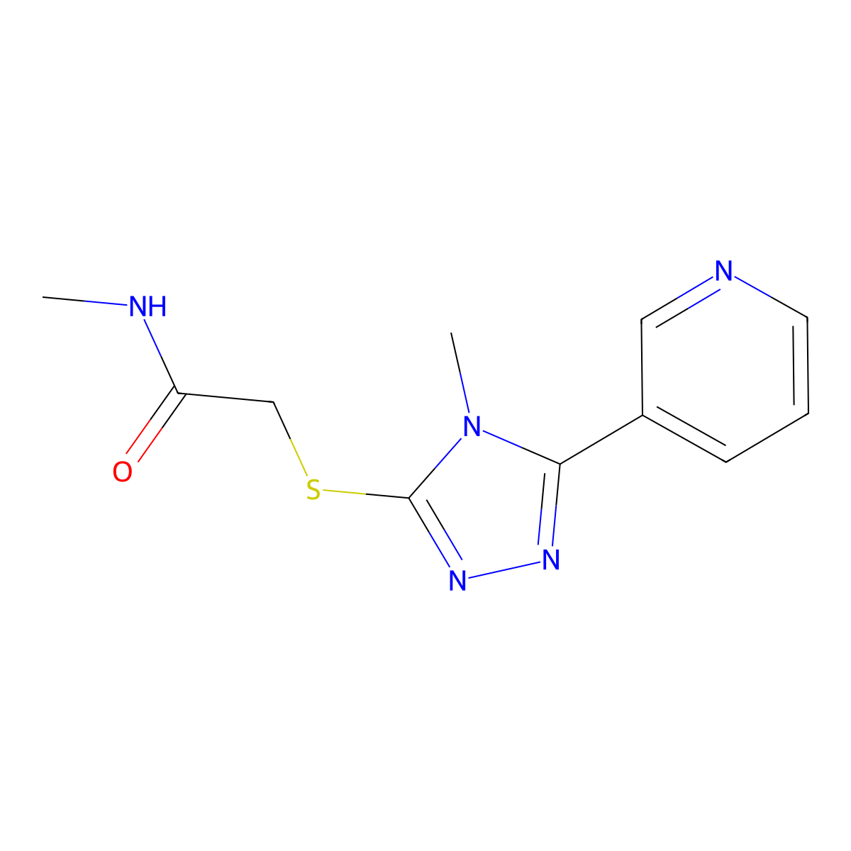 N-methyl-2-[(4-methyl-5-pyridin-3-yl-1,2,4-triazol-3-yl)sulfanyl]acetamide molecular structure, CAS 557064-15-0