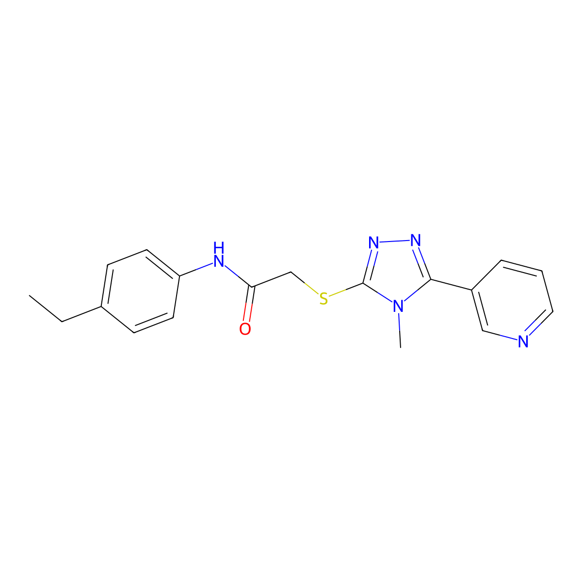 N-(4-ethylphenyl)-2-{[4-methyl-5-(pyridin-3-yl)-4H-1,2,4-triazol-3-yl]sulfanyl}acetamide molecular structure, CAS 557065-27-7