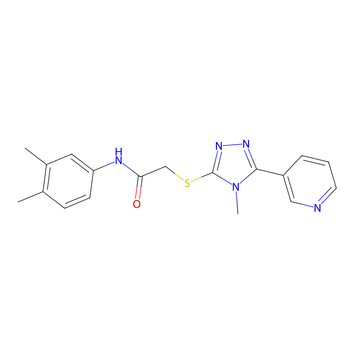 N-(3,4-dimethylphenyl)-2-{[4-methyl-5-(pyridin-3-yl)-4H-1,2,4-triazol-3-yl]sulfanyl}acetamide molecular structure, CAS 557065-35-7