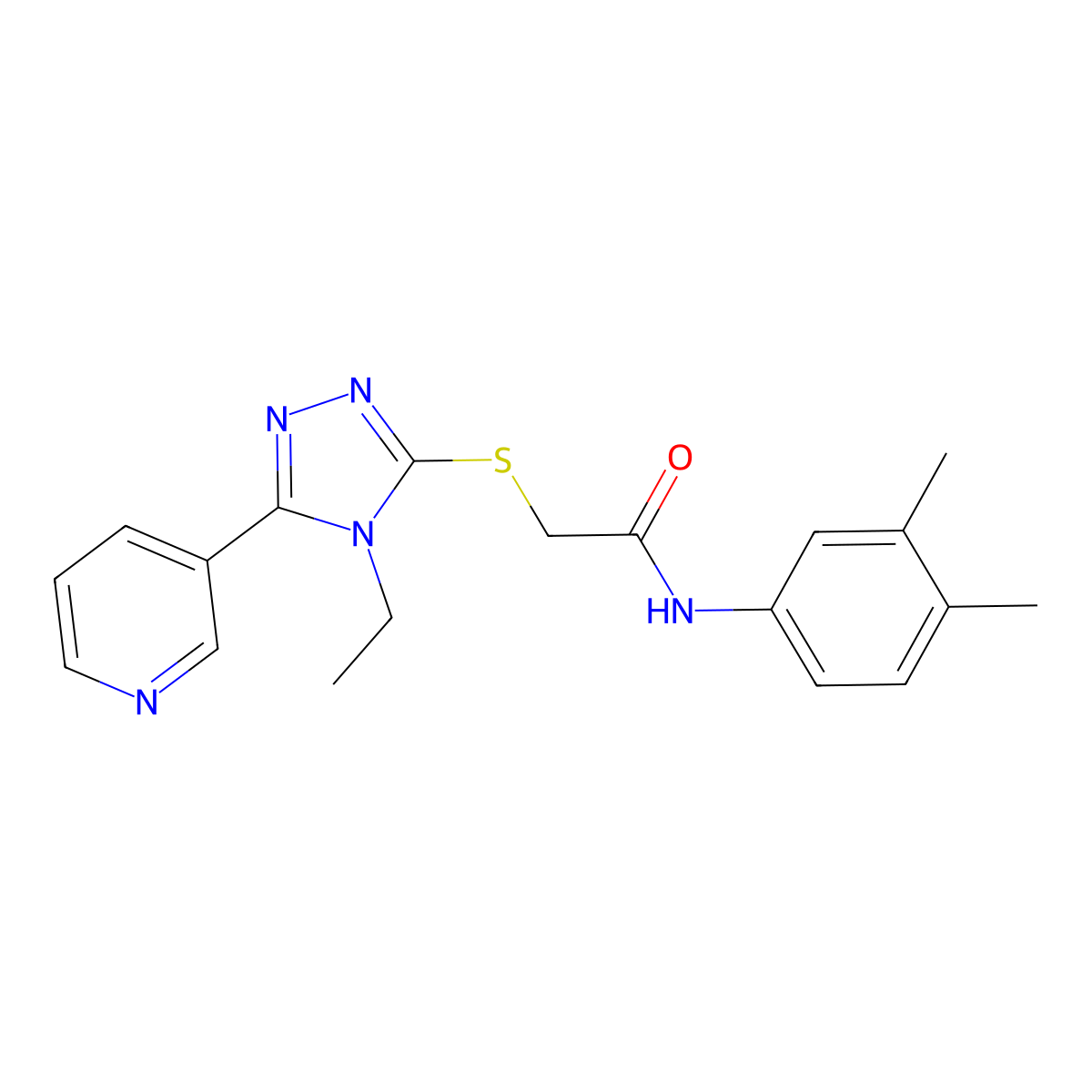N-(3,4-Dimethylphenyl)-2-{[4-ethyl-5-(3-pyridinyl)-4H-1,2,4-triazol-3-YL]sulfanyl}acetamide molecular structure, CAS 557065-37-9