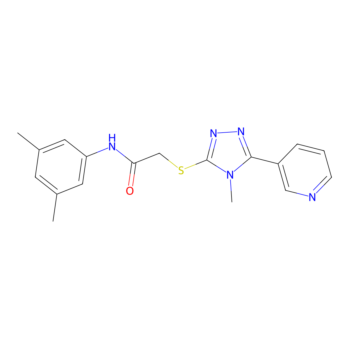 N-(3,5-dimethylphenyl)-2-{[4-methyl-5-(pyridin-3-yl)-4H-1,2,4-triazol-3-yl]sulfanyl}acetamide molecular structure, CAS 557065-41-5