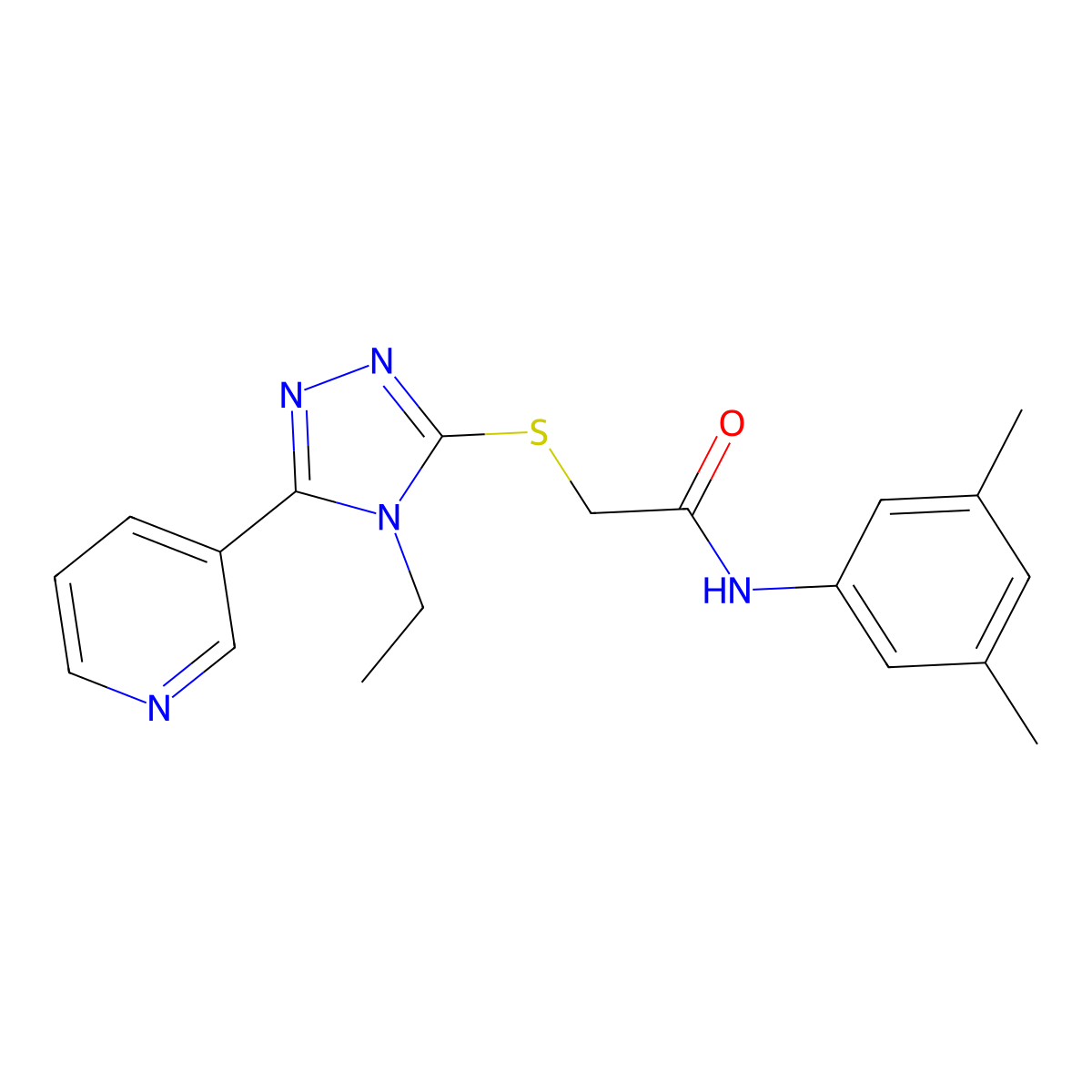 N-(3,5-Dimethylphenyl)-2-{[4-ethyl-5-(3-pyridinyl)-4H-1,2,4-triazol-3-YL]sulfanyl}acetamide molecular structure, CAS 557065-43-7