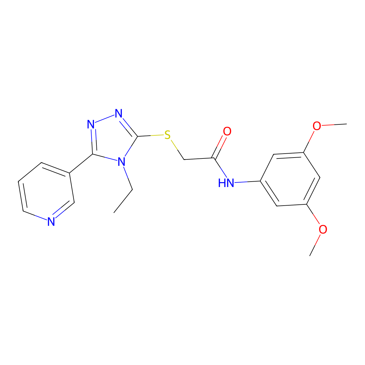 N-(3,5-DI-Meo-PH)-2-((4-ET-5-(3-pyridinyl)-4H-1,2,4-triazol-3-YL)thio)acetamide molecular structure, CAS 557065-59-5