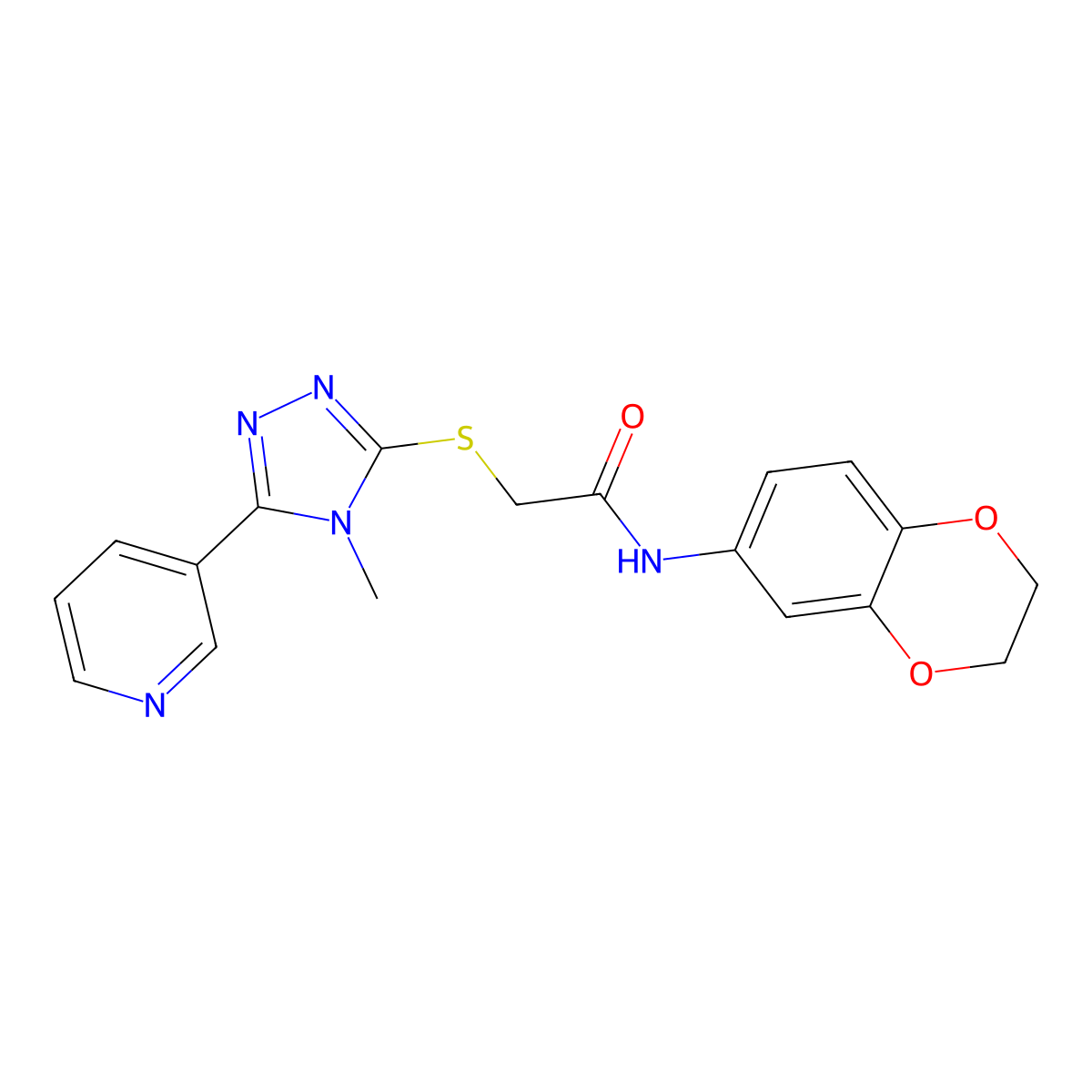 N-(2,3-dihydro-1,4-benzodioxin-6-yl)-2-{[4-methyl-5-(pyridin-3-yl)-4H-1,2,4-triazol-3-yl]sulfanyl}acetamide molecular structure, CAS 557065-69-7
