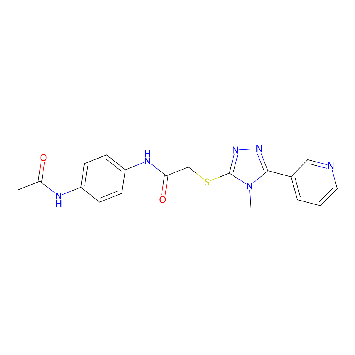 N-[4-(acetylamino)phenyl]-2-(4-methyl-5-(3-pyridyl)(1,2,4-triazol-3-ylthio))ac etamide molecular structure, CAS 557065-77-7