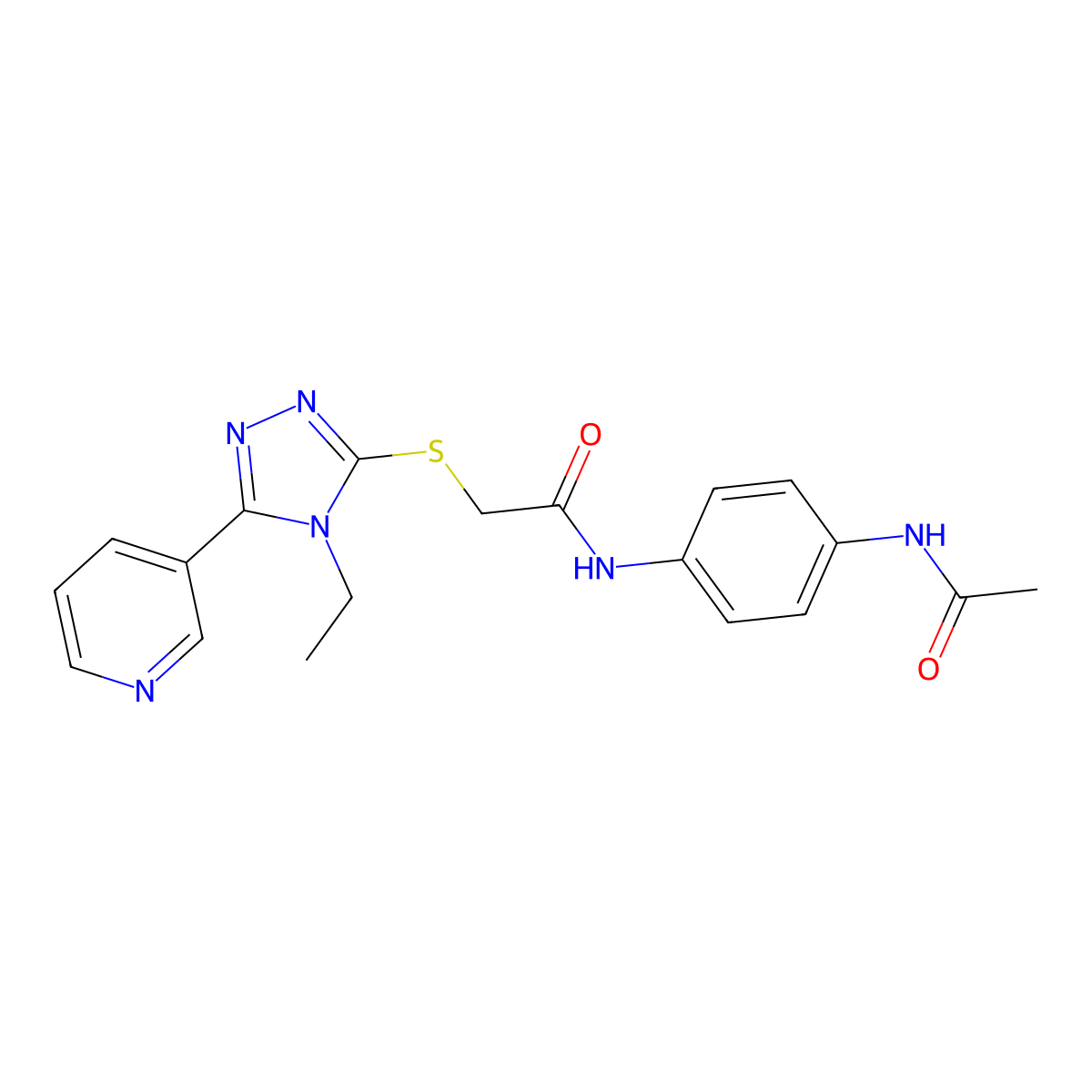 N(4-(Acetylamino)PH)2-((4-ET-5-(3-pyridinyl)4H-1,2,4-triazol-3-YL)thio)acetamide molecular structure, CAS 557065-79-9