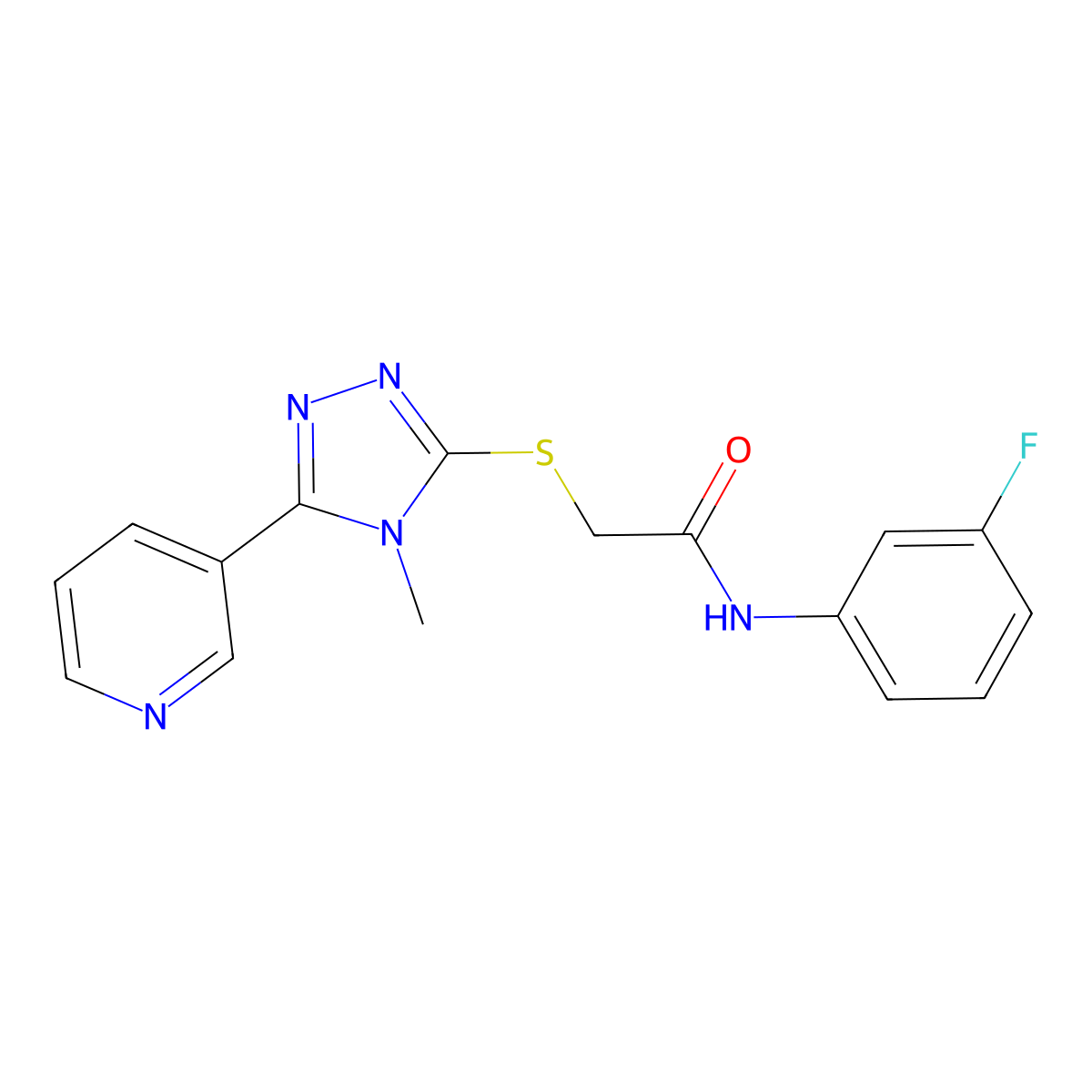 N-(3-fluorophenyl)-2-{[4-methyl-5-(pyridin-3-yl)-4H-1,2,4-triazol-3-yl]sulfanyl}acetamide molecular structure, CAS 557065-81-3