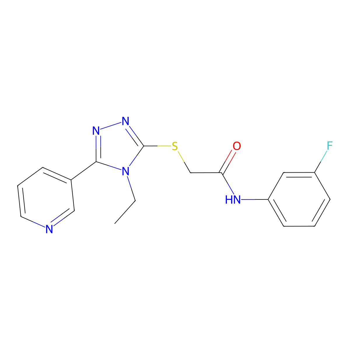 2-((4-ET-5-(3-Pyridinyl)-4H-1,2,4-triazol-3-YL)thio)-N-(3-fluorophenyl)acetamide molecular structure, CAS 557065-83-5
