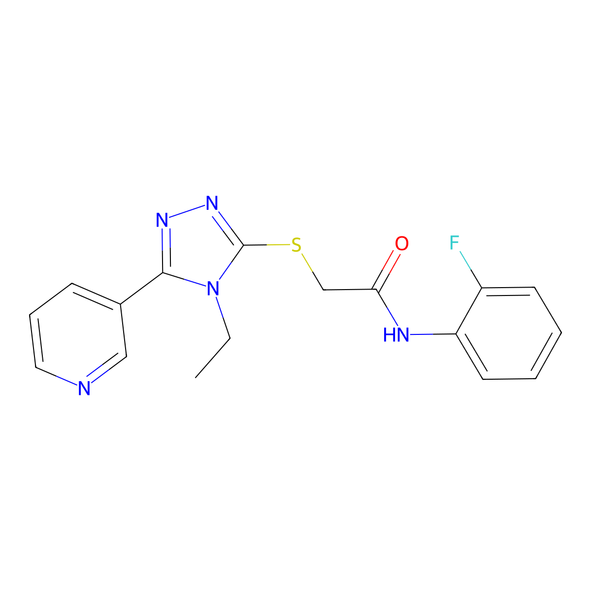 2-((4-ET-5-(3-Pyridinyl)-4H-1,2,4-triazol-3-YL)thio)-N-(2-fluorophenyl)acetamide molecular structure, CAS 557065-87-9