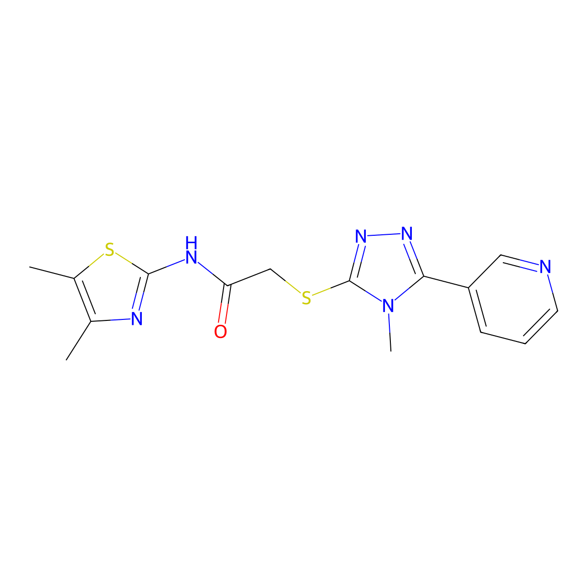 N-(4,5-dimethyl-1,3-thiazol-2-yl)-2-[(4-methyl-5-pyridin-3-yl-1,2,4-triazol-3-yl)sulfanyl]acetamide molecular structure, CAS 557066-08-7