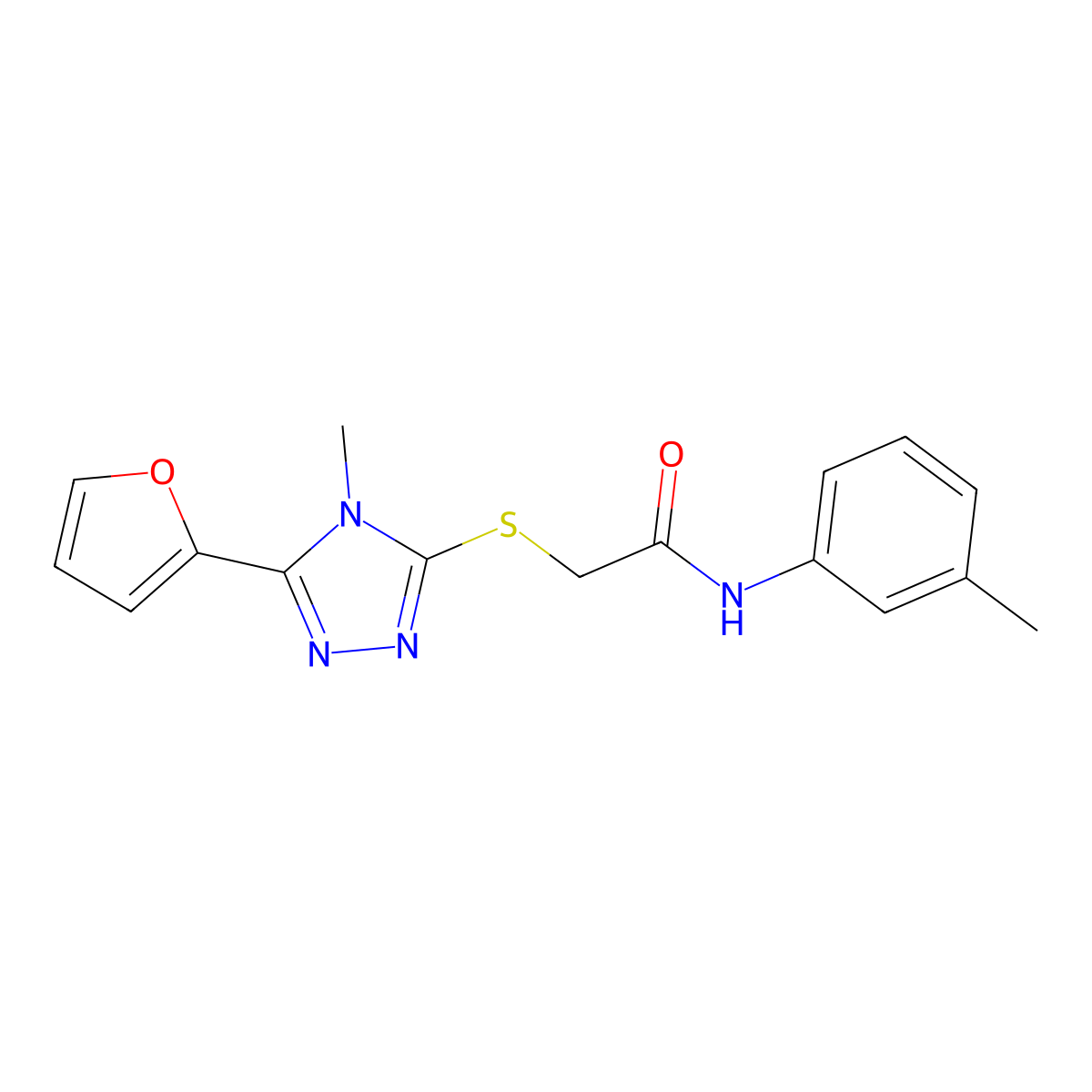 2-{[5-(furan-2-yl)-4-methyl-4H-1,2,4-triazol-3-yl]sulfanyl}-N-(3-methylphenyl)acetamide molecular structure, CAS 557069-37-1