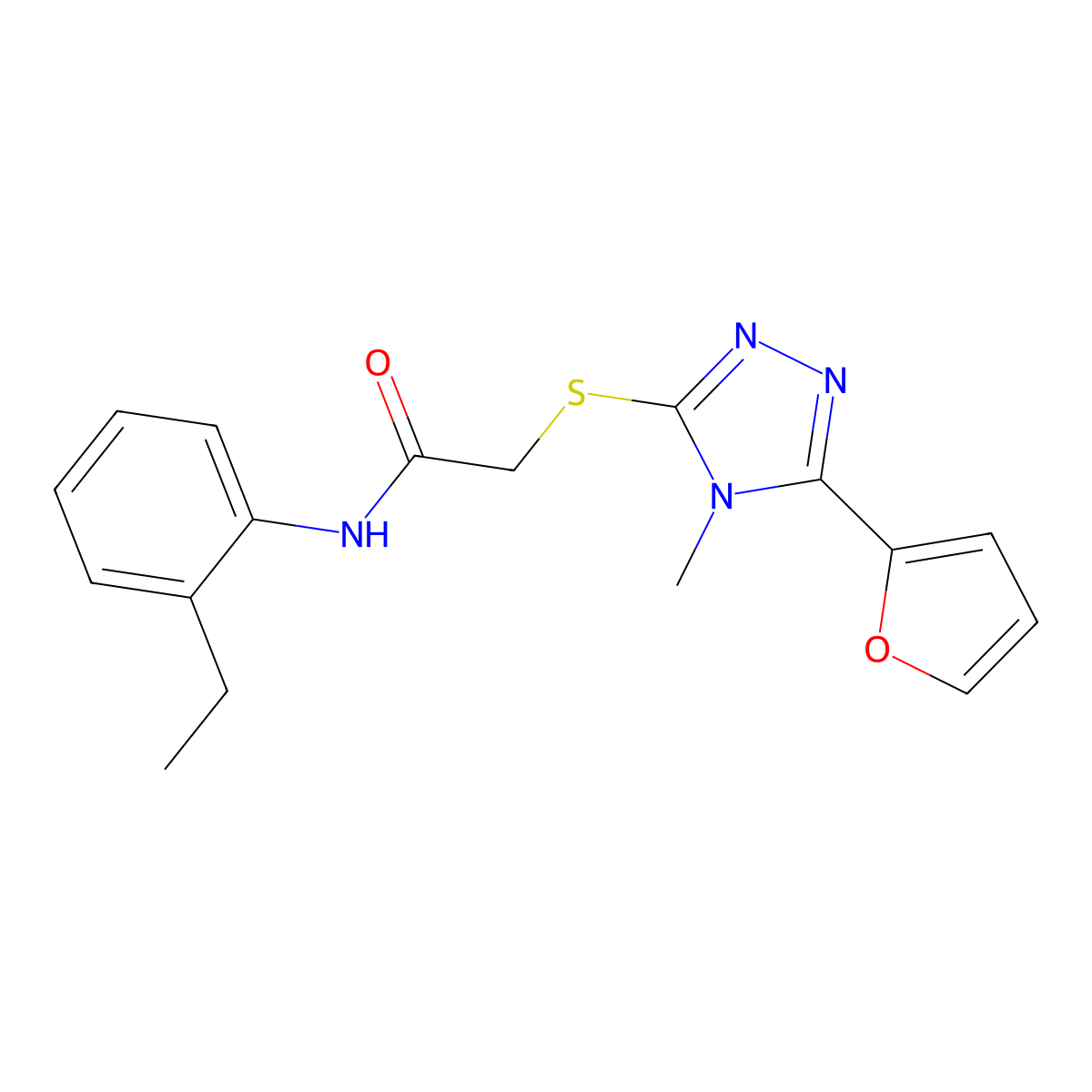 N-(2-ethylphenyl)-2-{[5-(furan-2-yl)-4-methyl-4H-1,2,4-triazol-3-yl]sulfanyl}acetamide molecular structure, CAS 557069-44-0