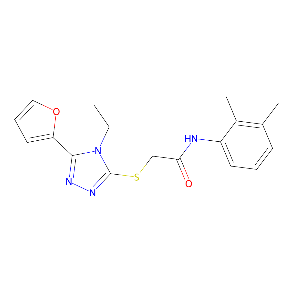 N-(2,3-Dimethylphenyl)-2-((4-ET-5-(2-furyl)-4H-1,2,4-triazol-3-YL)thio)acetamide molecular structure, CAS 557069-48-4