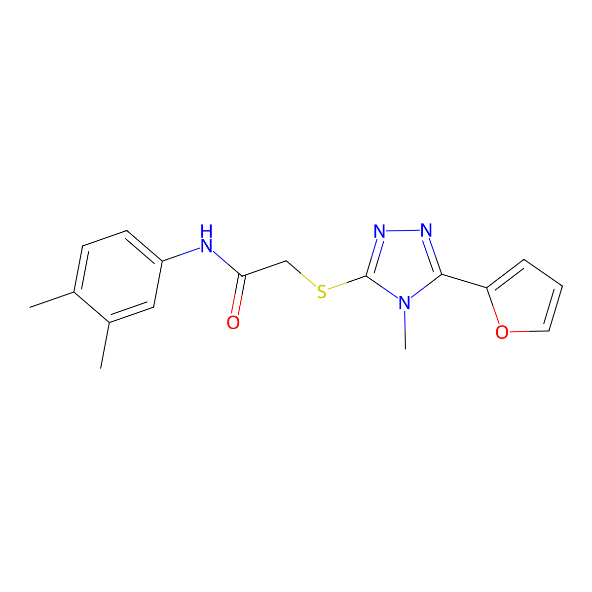 N-(3,4-dimethylphenyl)-2-{[5-(furan-2-yl)-4-methyl-4H-1,2,4-triazol-3-yl]sulfanyl}acetamide molecular structure, CAS 557069-50-8