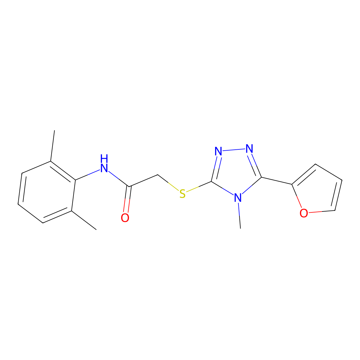 N-(2,6-dimethylphenyl)-2-{[5-(furan-2-yl)-4-methyl-4H-1,2,4-triazol-3-yl]sulfanyl}acetamide molecular structure, CAS 557069-52-0