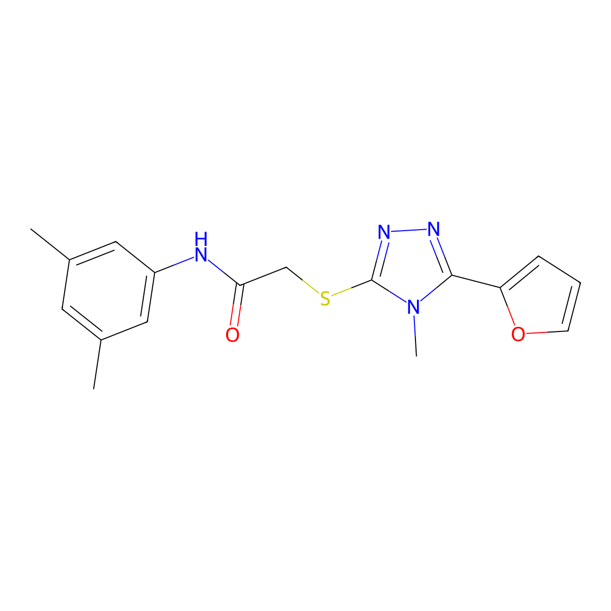 N-(3,5-dimethylphenyl)-2-{[5-(furan-2-yl)-4-methyl-4H-1,2,4-triazol-3-yl]sulfanyl}acetamide molecular structure, CAS 557069-57-5