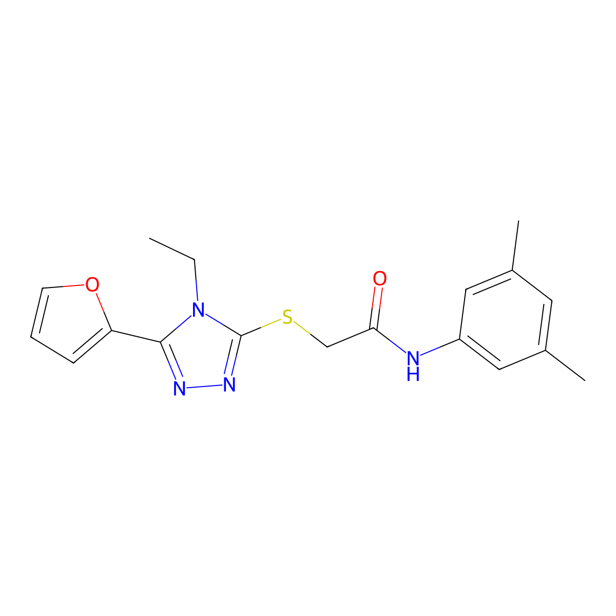 N-(3,5-Dimethylphenyl)-2-((4-ET-5-(2-furyl)-4H-1,2,4-triazol-3-YL)thio)acetamide molecular structure, CAS 557069-58-6