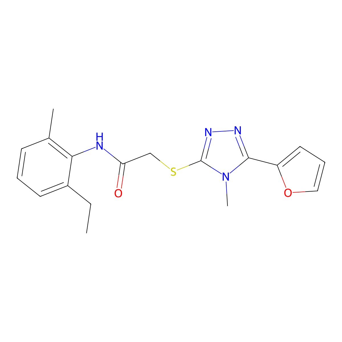 N-(2-ethyl-6-methylphenyl)-2-{[5-(furan-2-yl)-4-methyl-4H-1,2,4-triazol-3-yl]sulfanyl}acetamide molecular structure, CAS 557069-60-0