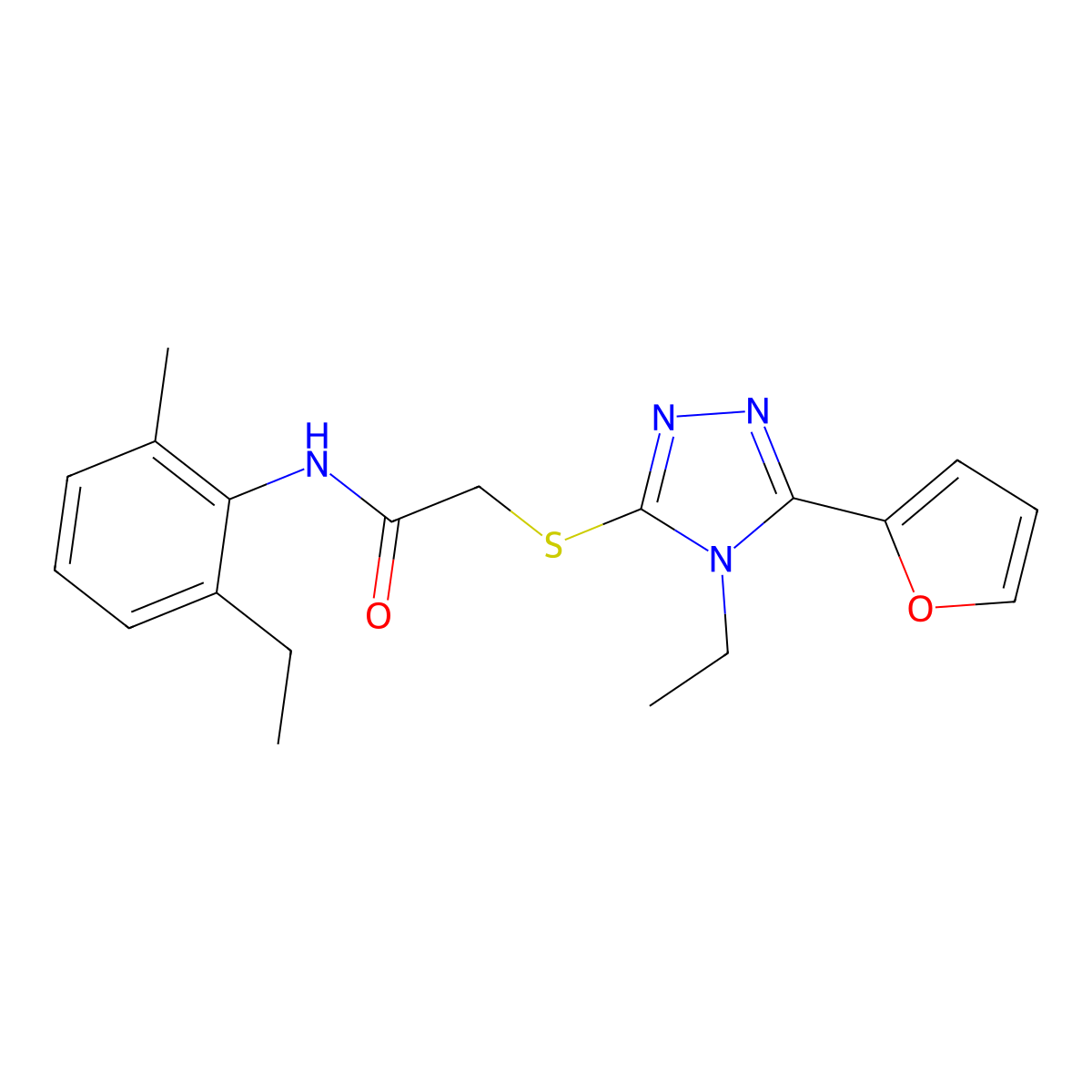 2-{[4-ethyl-5-(furan-2-yl)-4H-1,2,4-triazol-3-yl]sulfanyl}-N-(2-ethyl-6-methylphenyl)acetamide molecular structure, CAS 557069-61-1