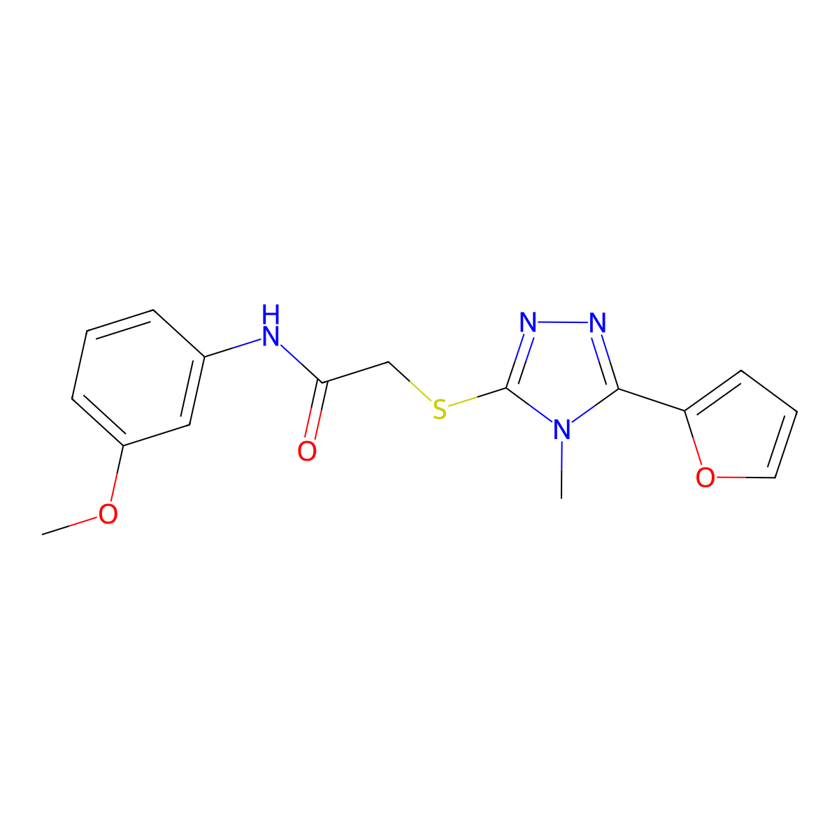 2-{[5-(furan-2-yl)-4-methyl-4H-1,2,4-triazol-3-yl]sulfanyl}-N-(3-methoxyphenyl)acetamide molecular structure, CAS 557069-64-4