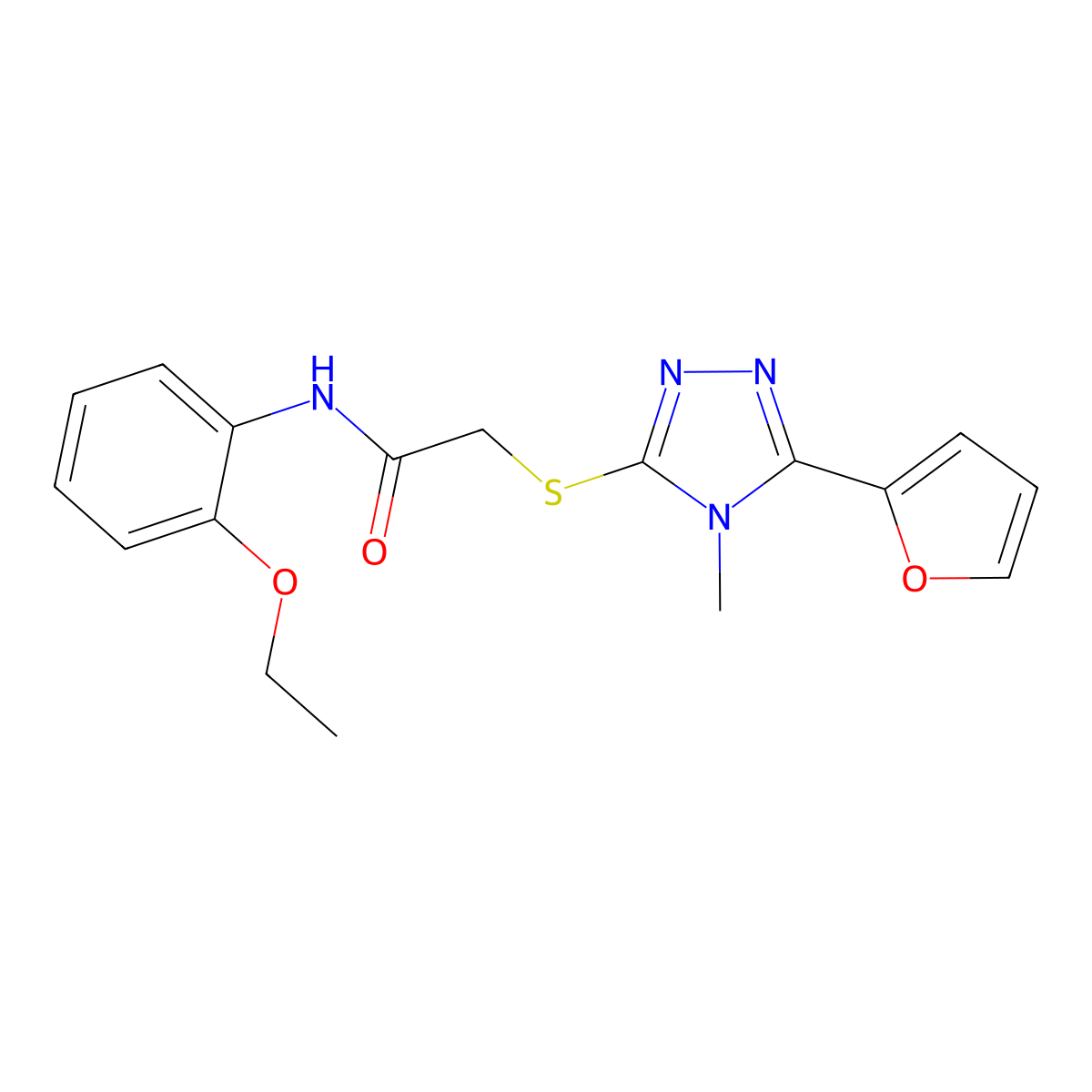 N-(2-ethoxyphenyl)-2-(5-(2-furyl)-4-methyl(1,2,4-triazol-3-ylthio))acetamide molecular structure, CAS 557069-68-8