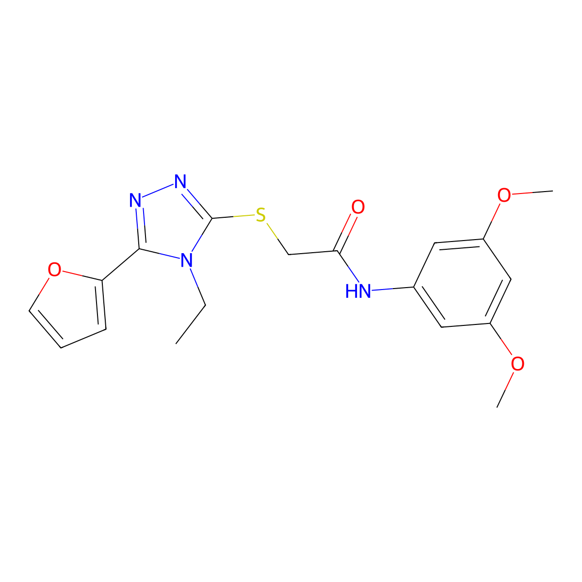 N(3,5-Dimethoxyphenyl)-2-((4-ET-5-(2-furyl)-4H-1,2,4-triazol-3-YL)thio)acetamide molecular structure, CAS 557069-70-2