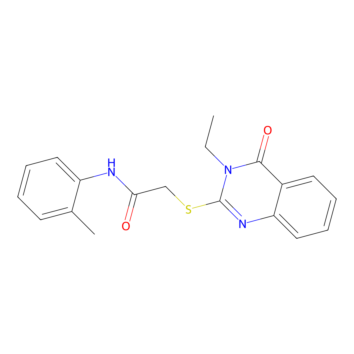 2-(3-ethyl-4-oxoquinazolin-2-yl)sulfanyl-N-(2-methylphenyl)acetamide molecular structure, CAS 557070-15-2