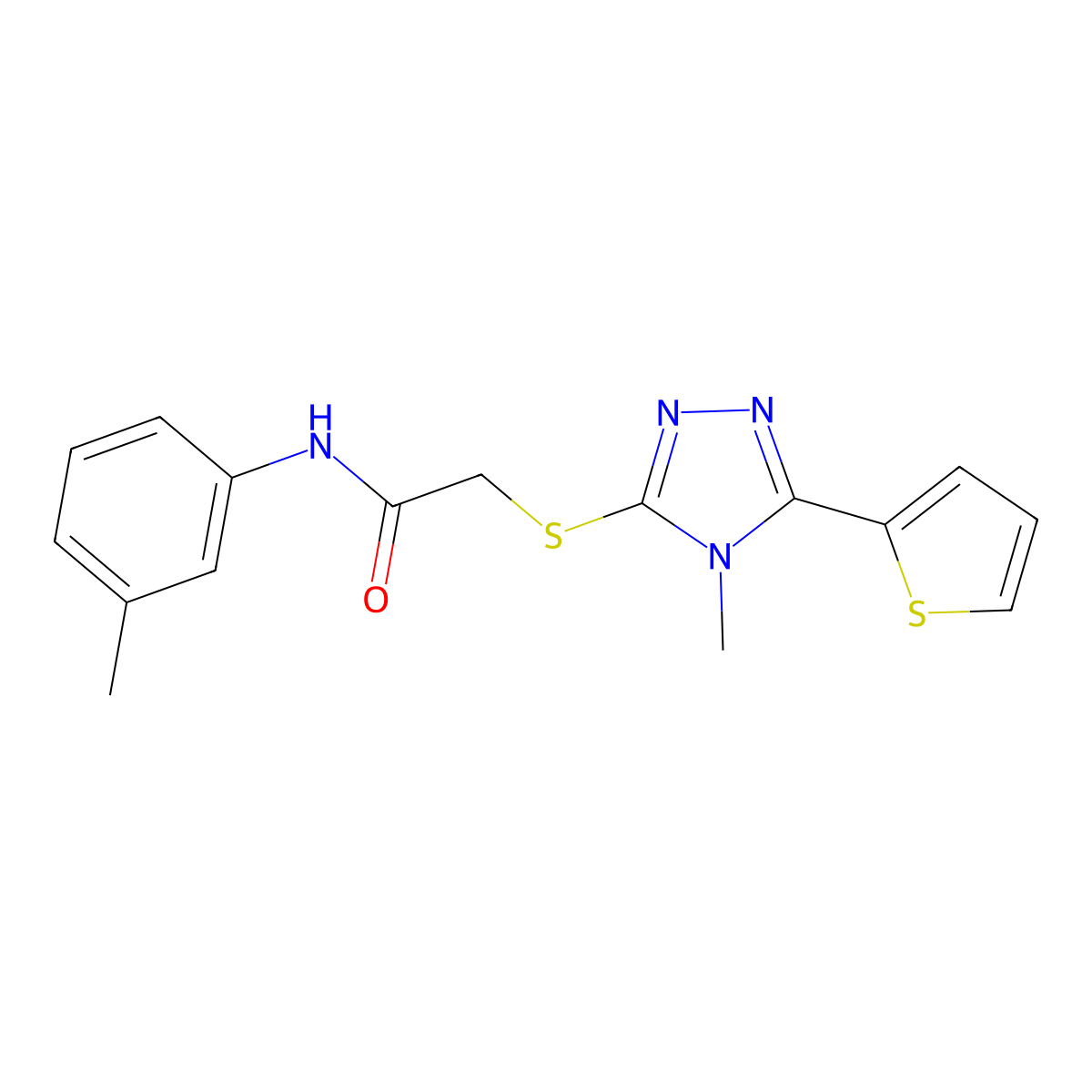 2-(4-methyl-5-(2-thienyl)(1,2,4-triazol-3-ylthio))-N-(3-methylphenyl)acetamide molecular structure, CAS 557072-67-0