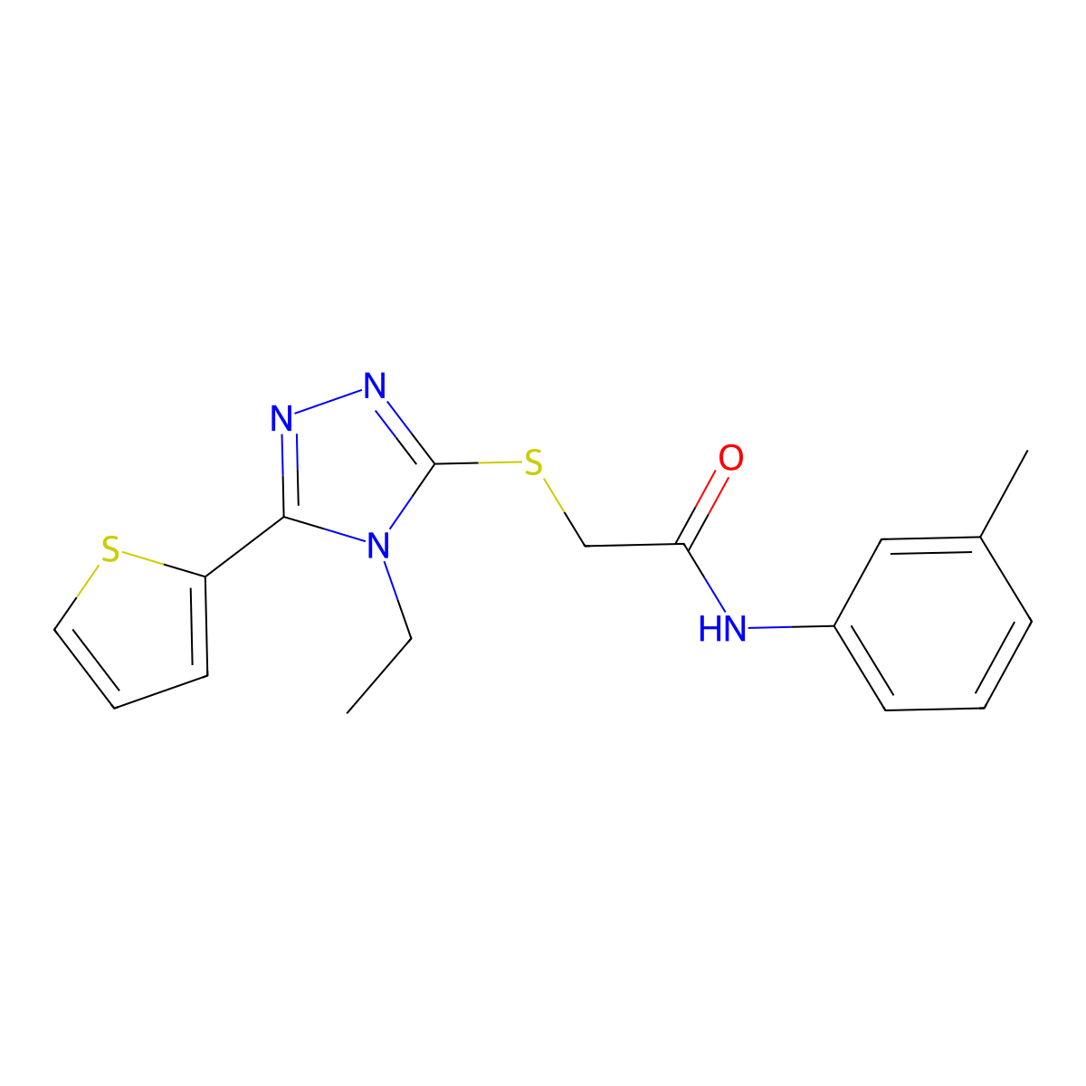 2-((4-ET-5-(2-Thienyl)-4H-1,2,4-triazol-3-YL)thio)-N-(3-methylphenyl)acetamide molecular structure, CAS 557072-68-1