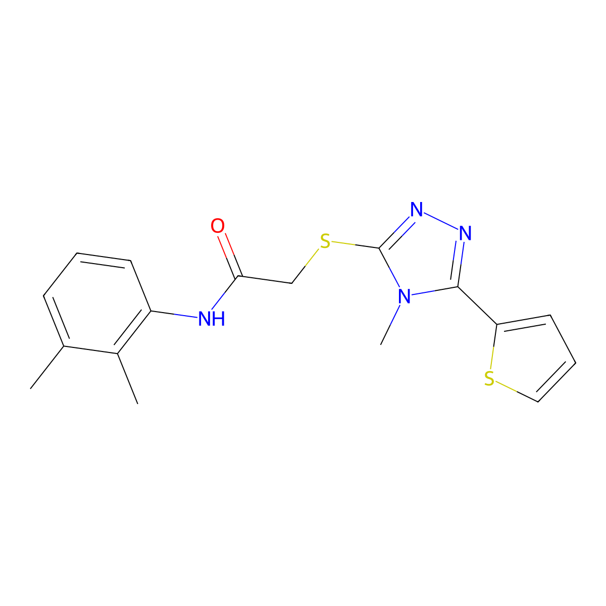 N-(2,3-dimethylphenyl)-2-(4-methyl-5-(2-thienyl)(1,2,4-triazol-3-ylthio))aceta mide molecular structure, CAS 557072-71-6