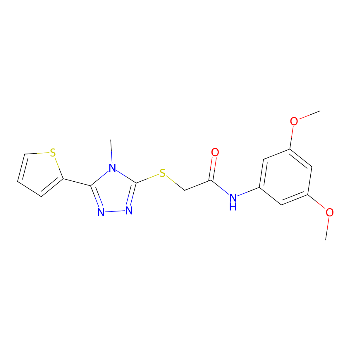 N-(3,5-dimethoxyphenyl)-2-{[4-methyl-5-(thiophen-2-yl)-4H-1,2,4-triazol-3-yl]sulfanyl}acetamide molecular structure, CAS 557072-88-5