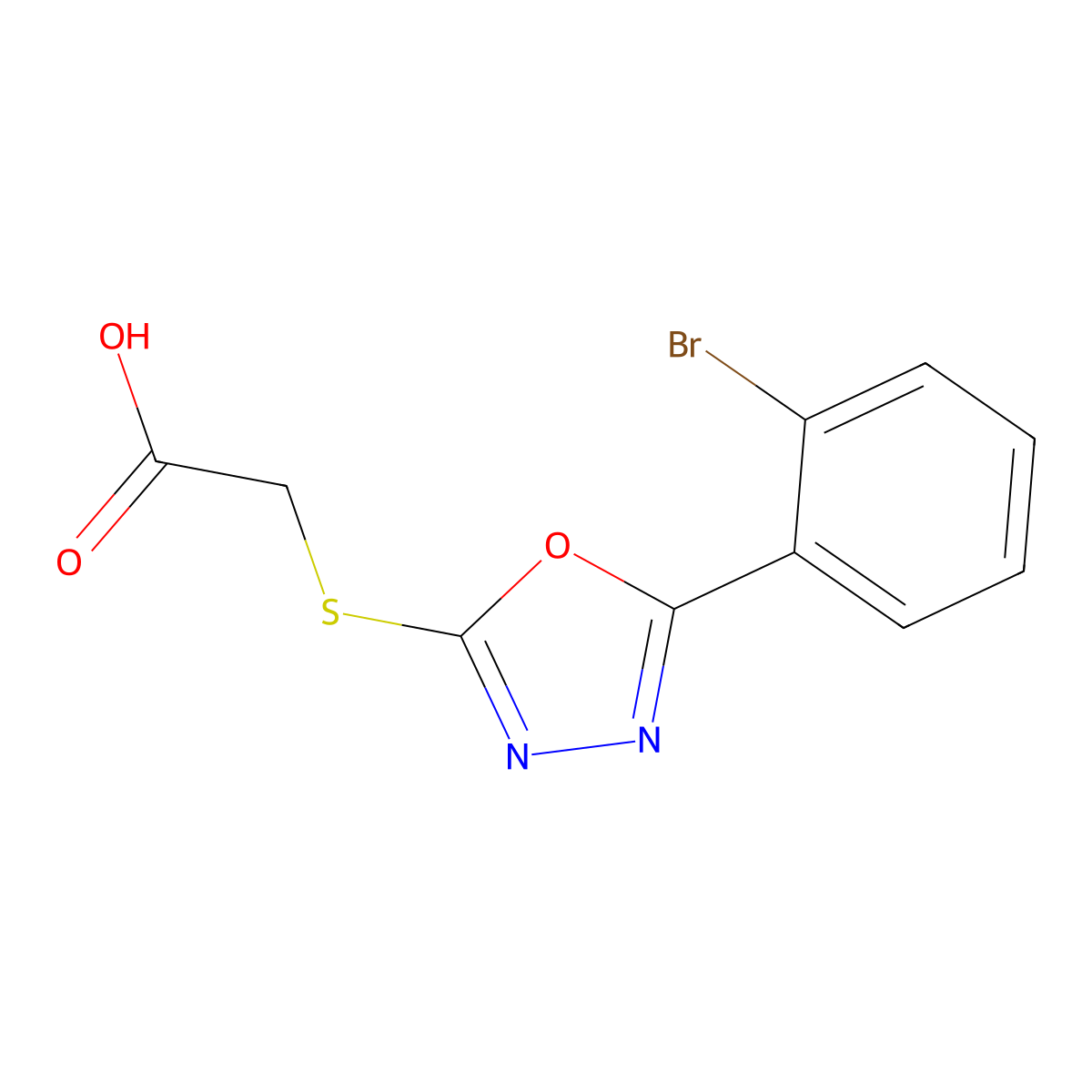 {[5-(2-Bromophenyl)-1,3,4-oxadiazol-2-yl]sulfanyl}acetic acid molecular structure, CAS 557073-50-4