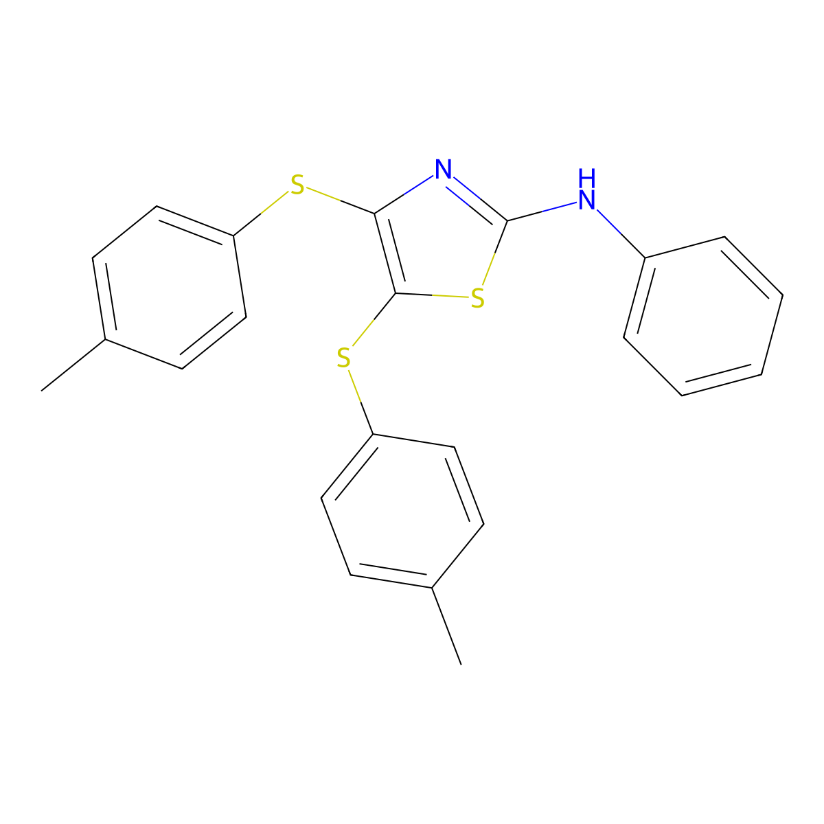 4,5-bis[(4-methylphenyl)sulfanyl]-N-phenyl-1,3-thiazol-2-amine molecular structure, CAS 557084-26-1