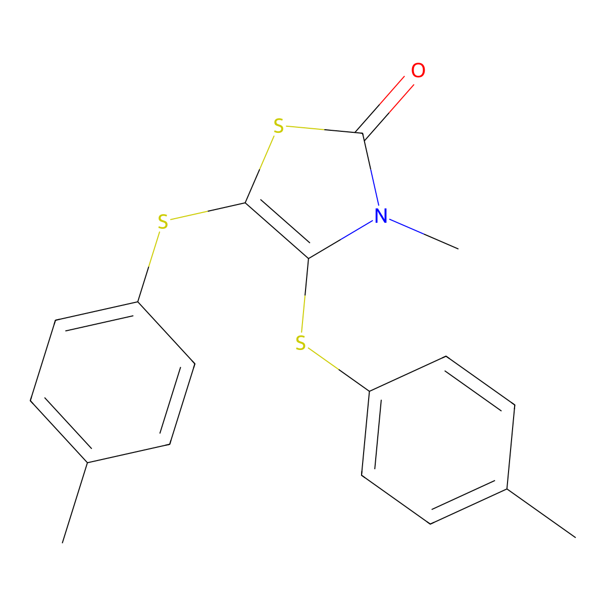 3-methyl-4,5-bis[(4-methylphenyl)thio]-1,3-thiazol-2(3H)-one molecular structure, CAS 557084-31-8