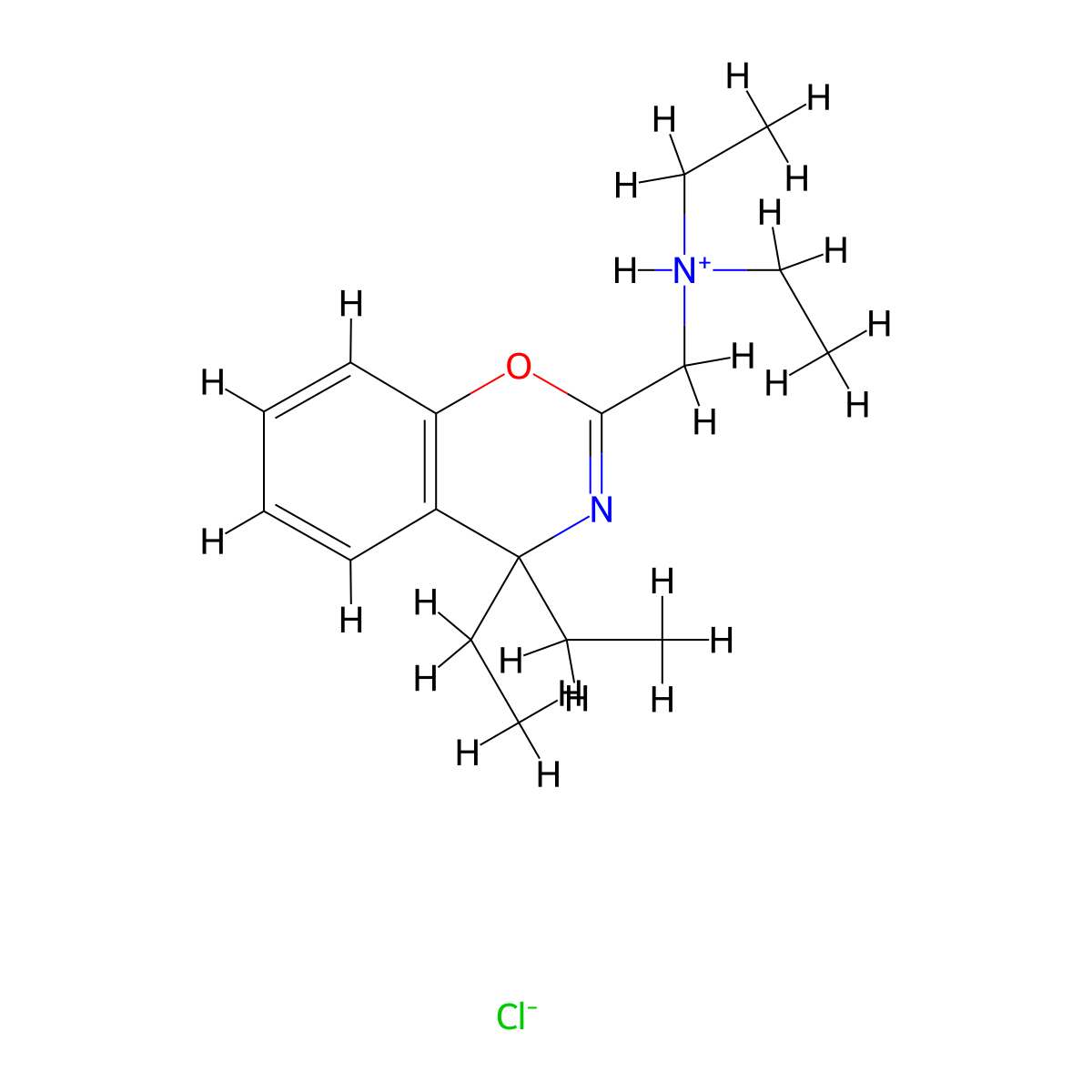 4H-1,3-Benzoxazine-2-methanamine, N,N,4,4-tetraethyl-, monohydrochloride molecular structure, CAS 55709-93-8