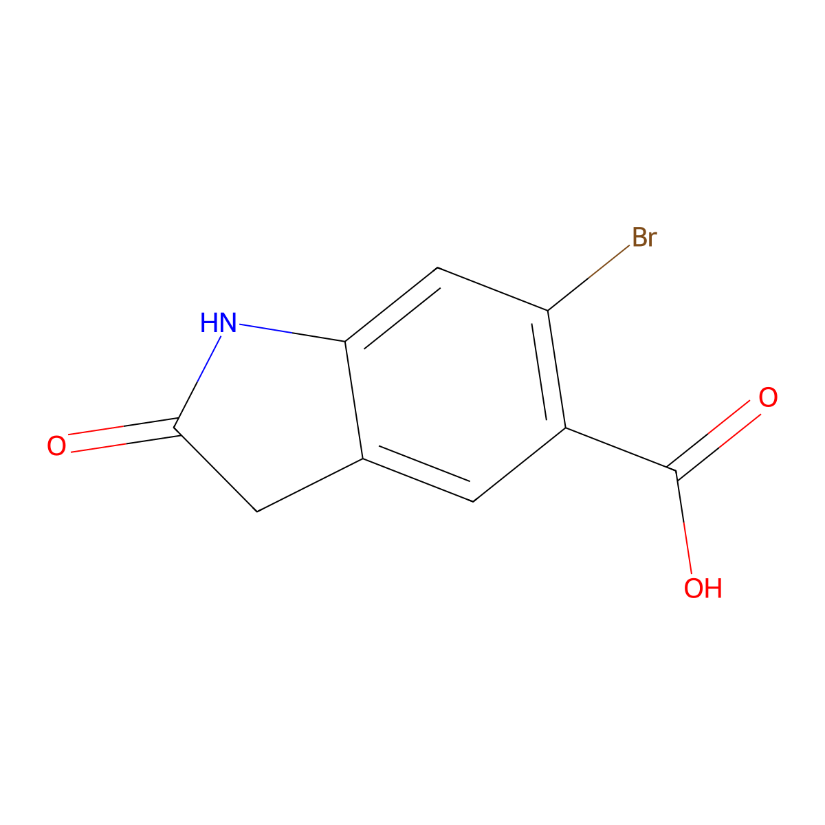 6-Bromo-2-oxo-2,3-dihydro-1H-indole-5-carboxylic acid molecular structure, CAS 557093-36-4
