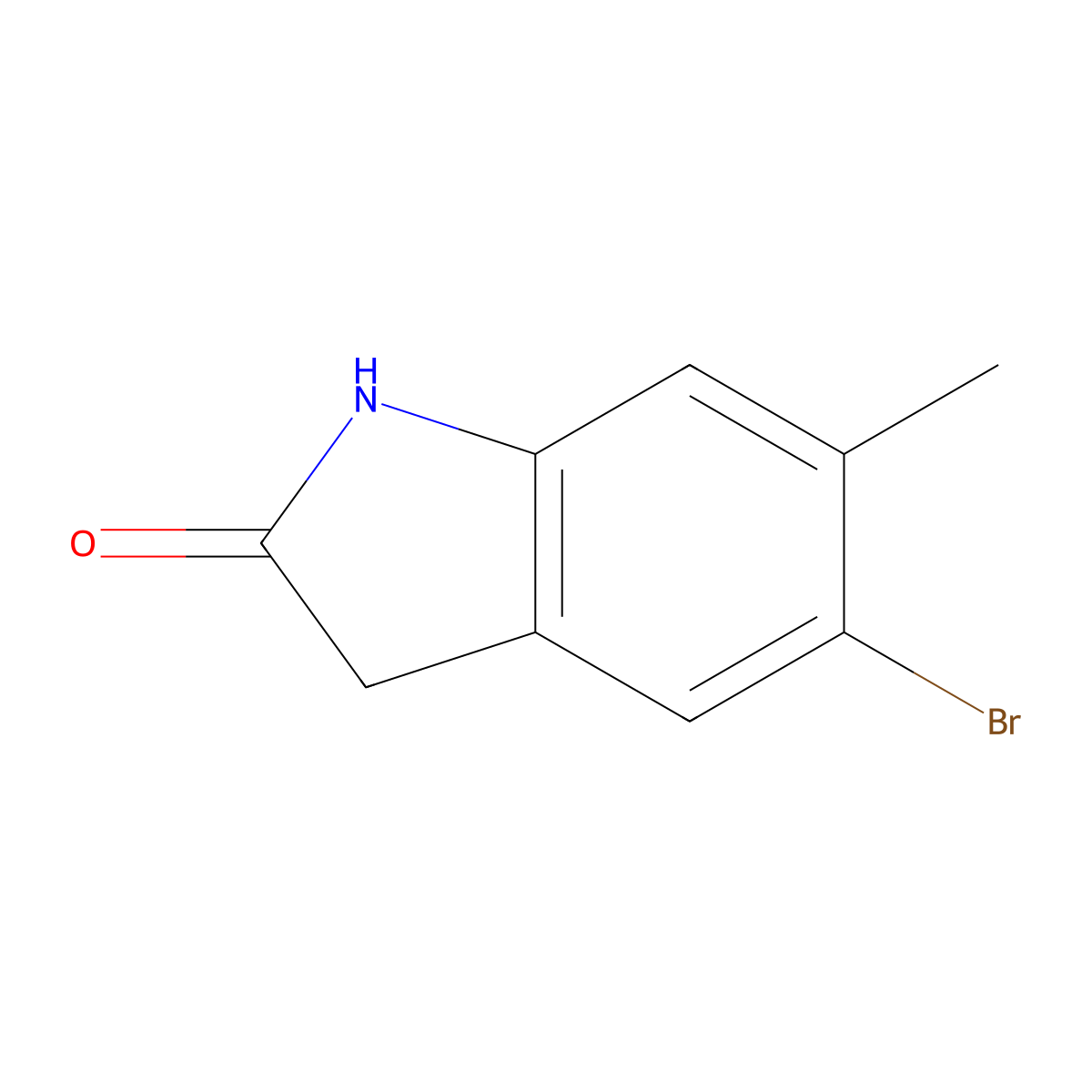 5-Bromo-6-methylindolin-2-one molecular structure, CAS 557093-46-6