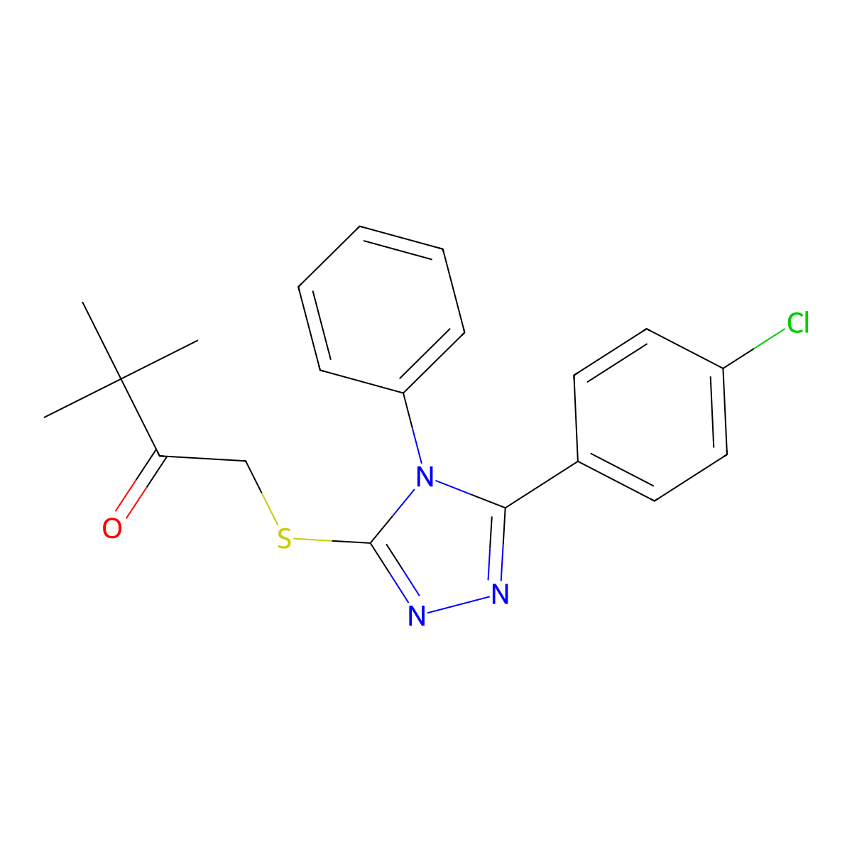 1-{[5-(4-chlorophenyl)-4-phenyl-4H-1,2,4-triazol-3-yl]sulfanyl}-3,3-dimethyl-2-butanone molecular structure, CAS 557097-92-4
