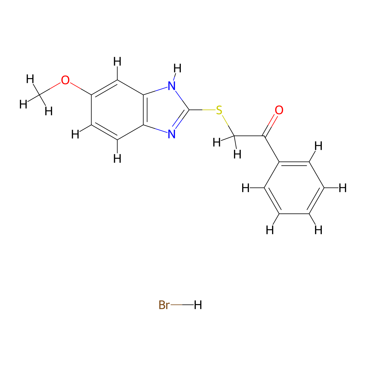 2-[(6-Methoxy-1H-benzimidazol-2-yl)sulfanyl]-1-phenylethanone;hydrobromide molecular structure, CAS 5571-55-1