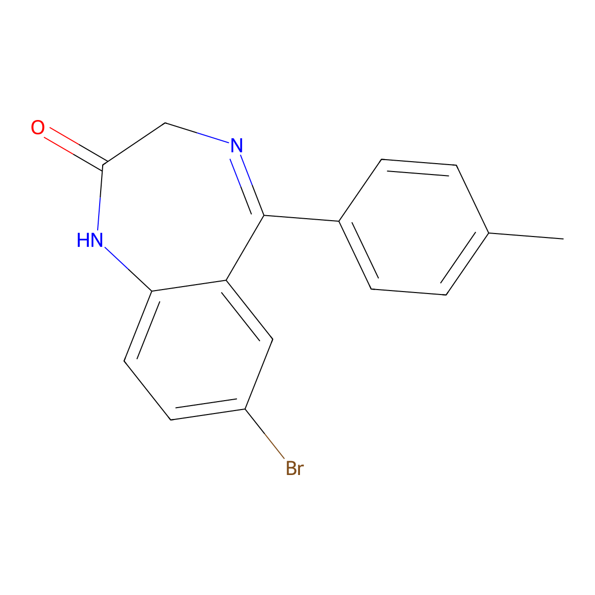 7-Bromo-5-p-tolyl-1,3-dihydro-benzo[e][1,4]diazepin-2-one molecular structure, CAS 5571-59-5
